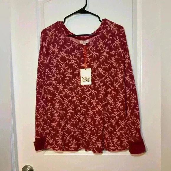 NWT Knox Rose Long Sleeve Flannel Size XXL.. Floral Red & Orange - Picture 5 of 8